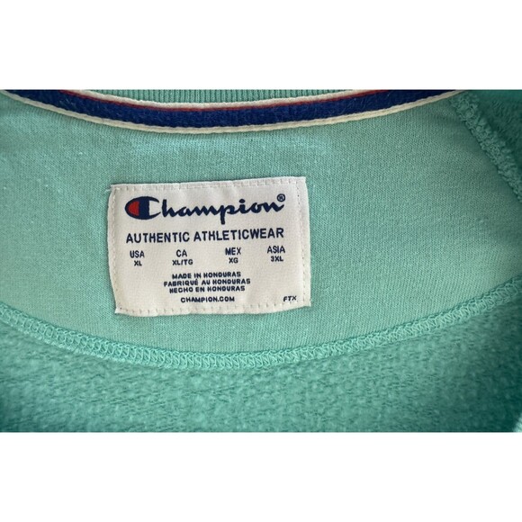 Champion Women's Spell Out Logo Pullover Teal Crew Neck Sweatshirt Size XL - Picture 4 of 5
